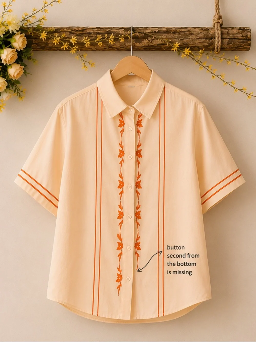 SHEIN Orange Tank Top with Peach Button-Down Accent